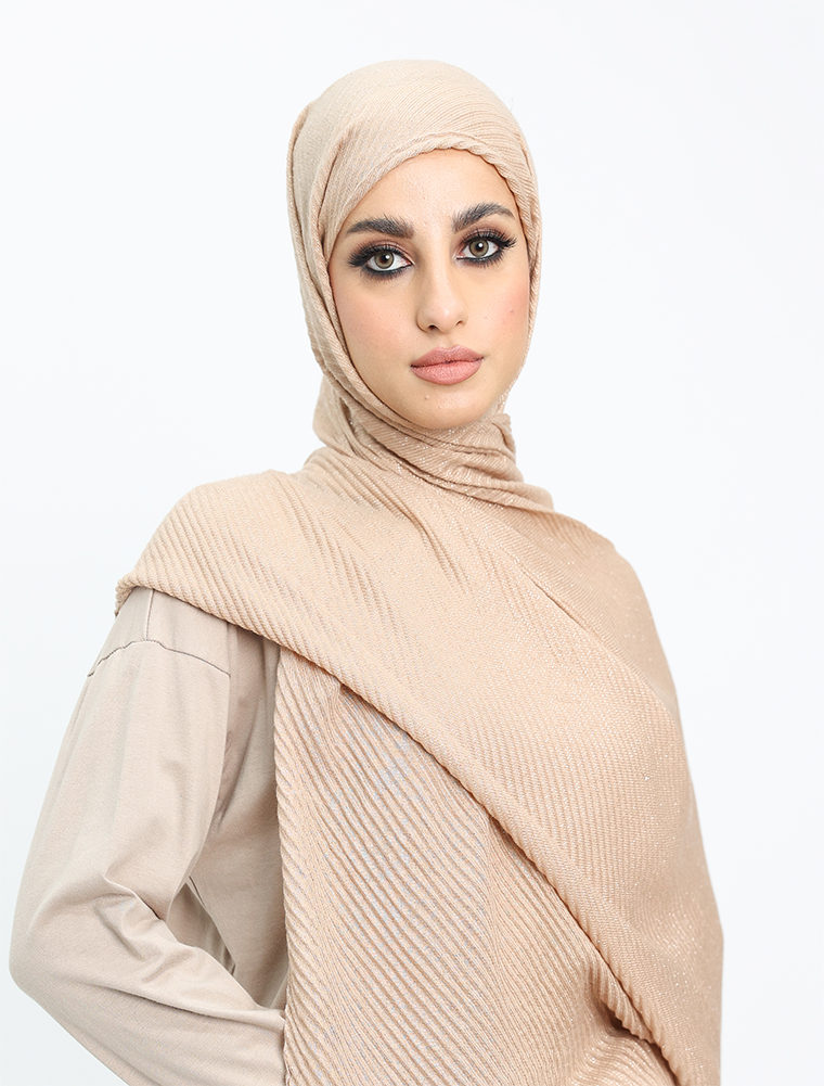 Beige Crinkle Lurex Hijab